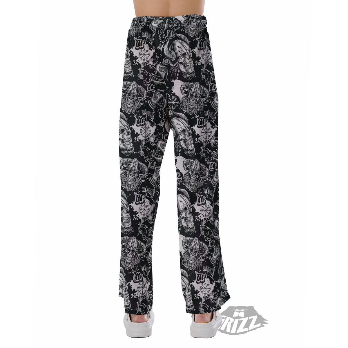 Skulls in Viking Helmets Print Pattern Pajama Pants-grizzshop