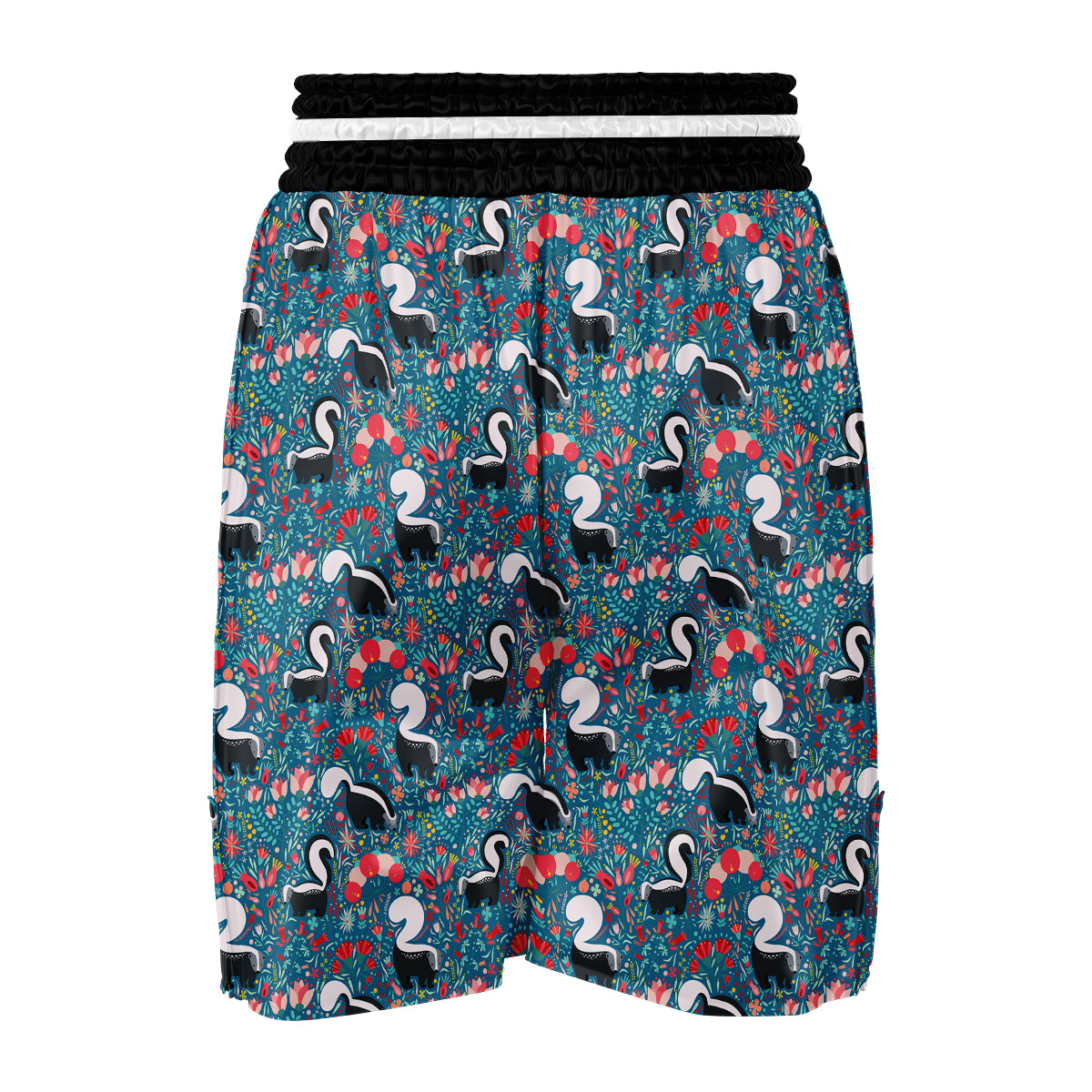 Skunk And Floral Print Pattern Boxing Shorts-grizzshop