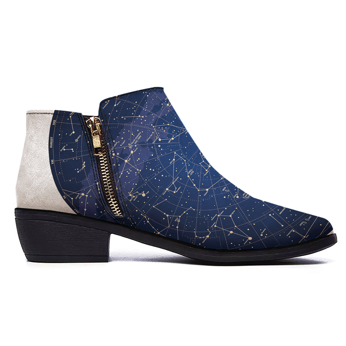 Sky Map Constellation Print Ankle Boots-grizzshop