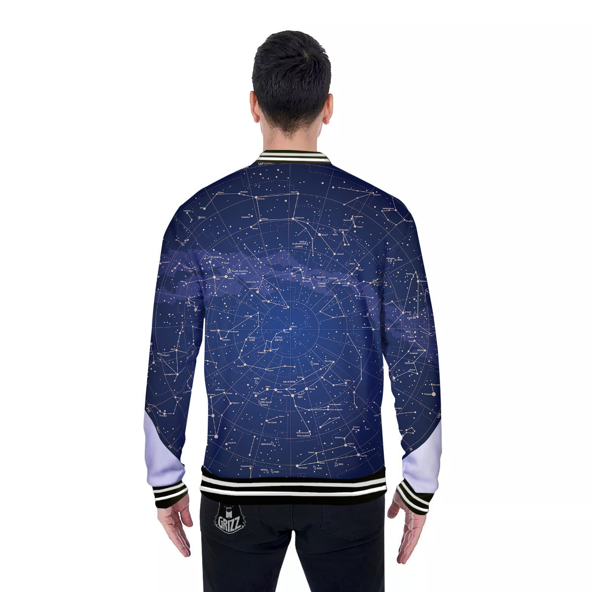 Sky Map Constellation Print Baseball Jacket-grizzshop