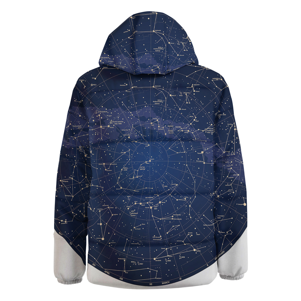 Sky Map Constellation Print Down Jacket-grizzshop