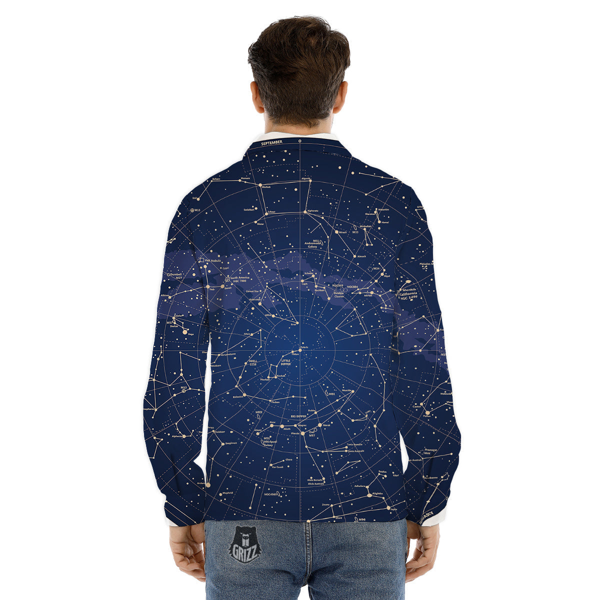 Sky Map Constellation Print Men's Dress Shirts-grizzshop