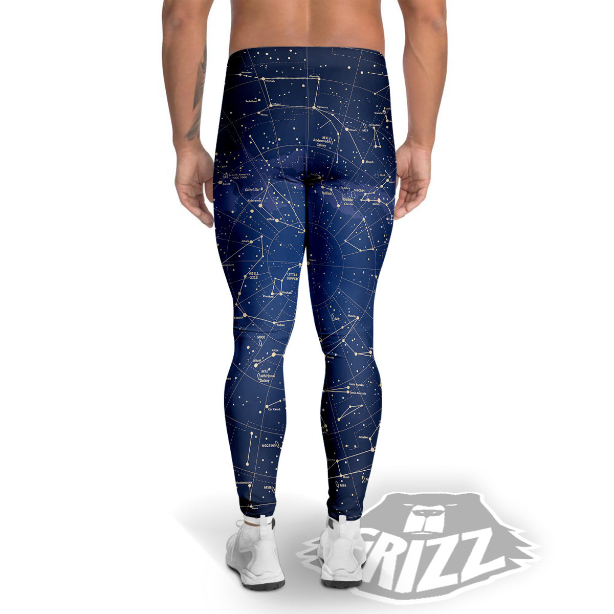 Sky Map Constellation Print Men's Leggings-grizzshop