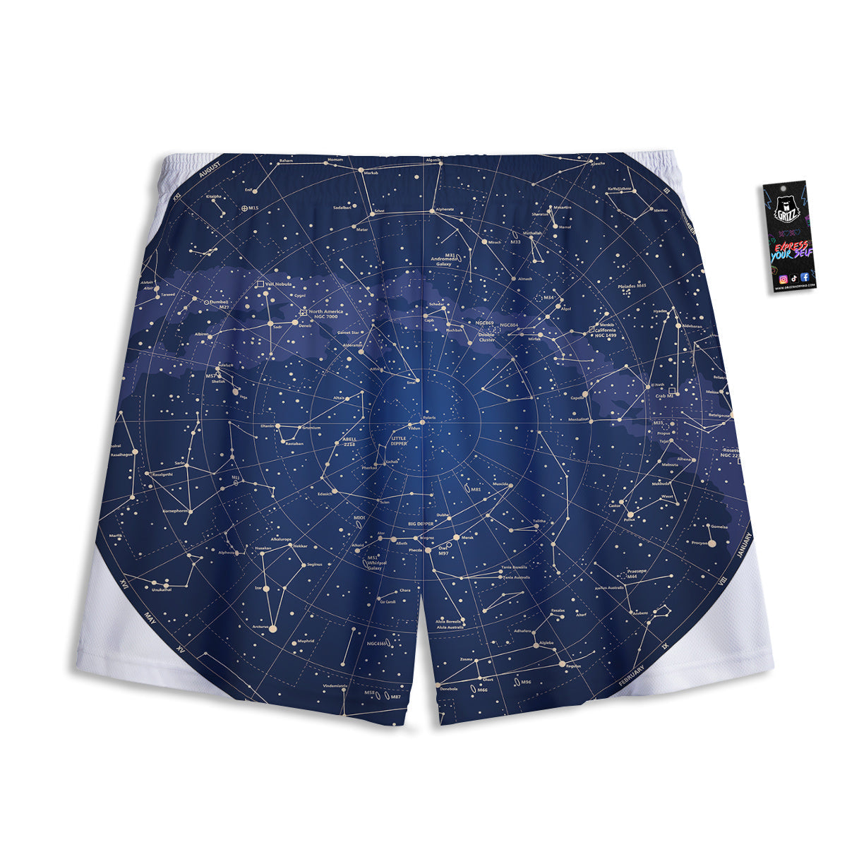 Sky Map Constellation Print Mesh Shorts-grizzshop