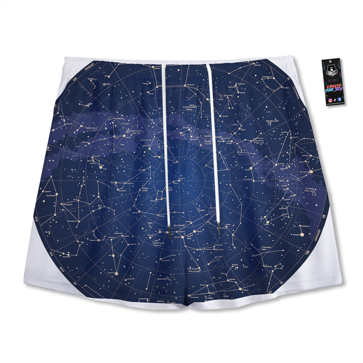 Sky Map Constellation Print Mesh Shorts-grizzshop