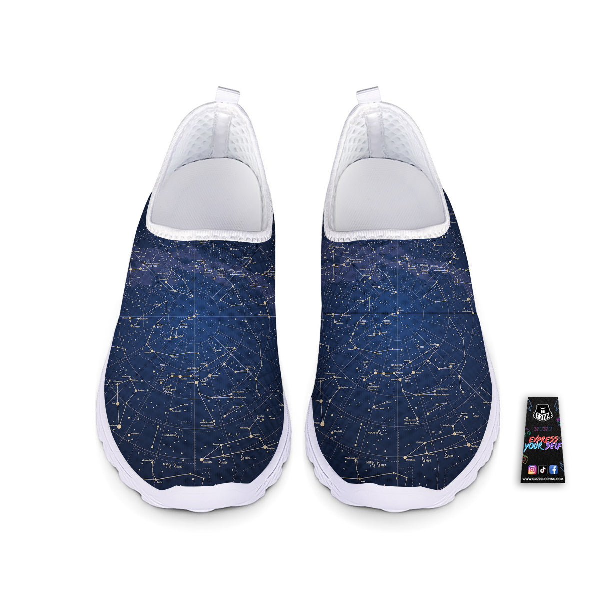 Sky Map Constellation Print Nurse Shoes-grizzshop