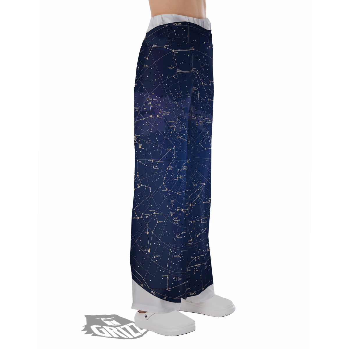 Sky Map Constellation Print Pajama Pants-grizzshop