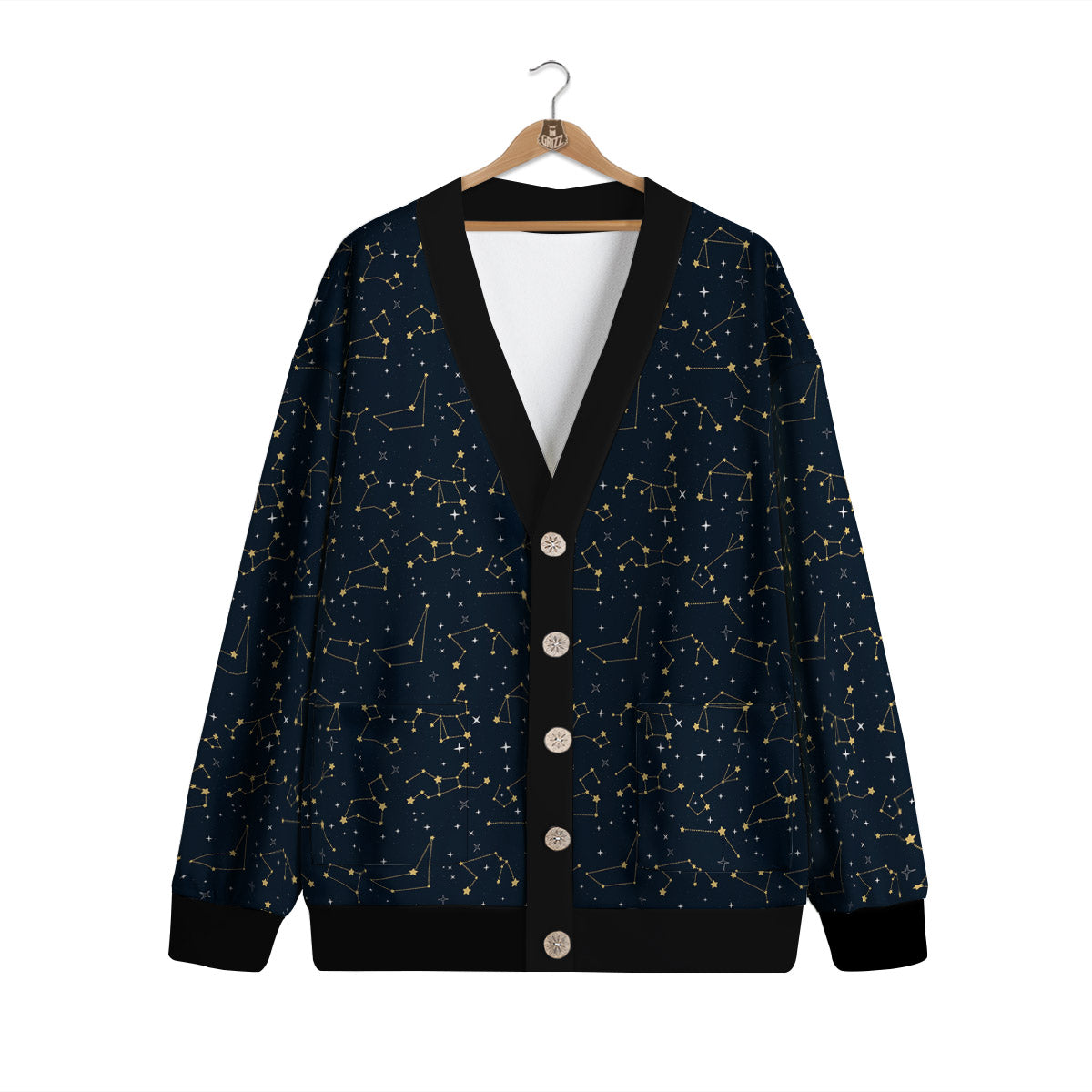 Sky Map Constellation Print Pattern Cardigan-grizzshop