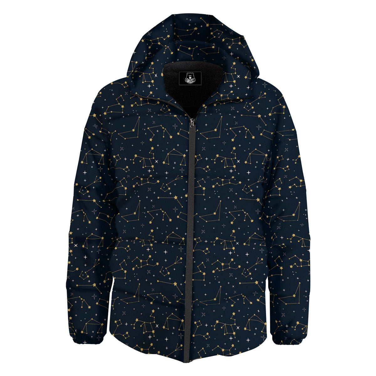 Sky Map Constellation Print Pattern Down Jacket-grizzshop