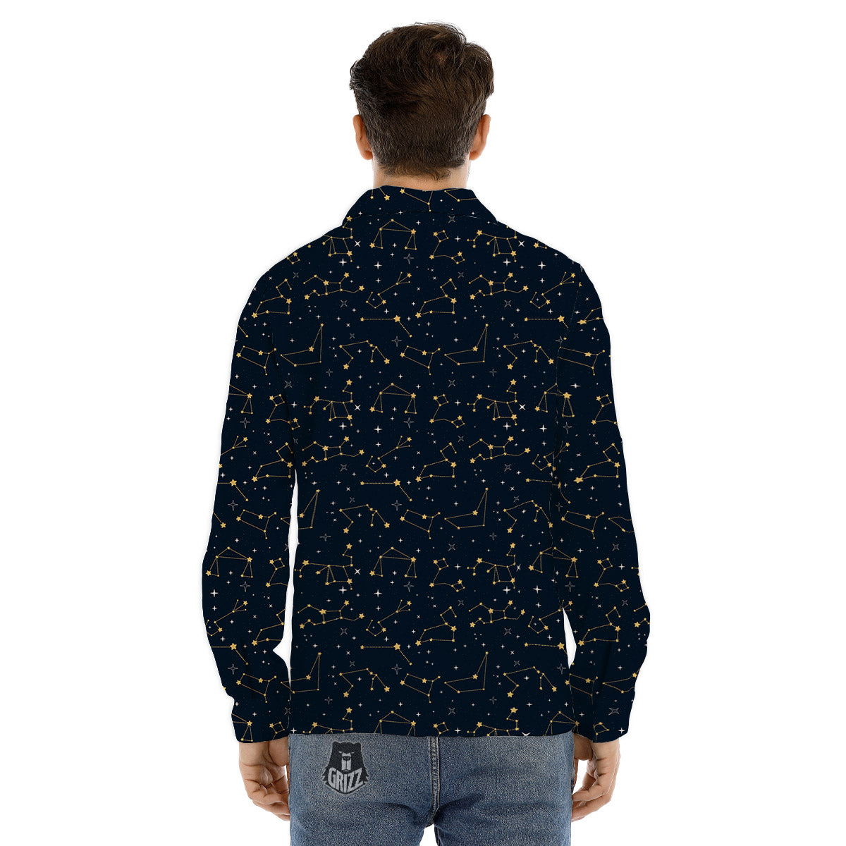 Sky Map Constellation Print Pattern Men's Dress Shirts-grizzshop