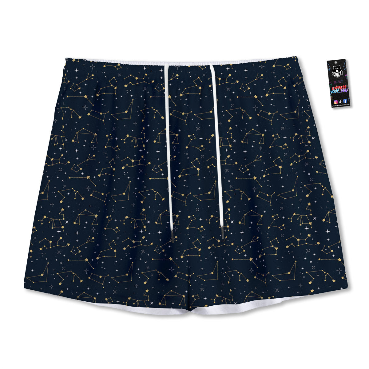 Sky Map Constellation Print Pattern Mesh Shorts-grizzshop