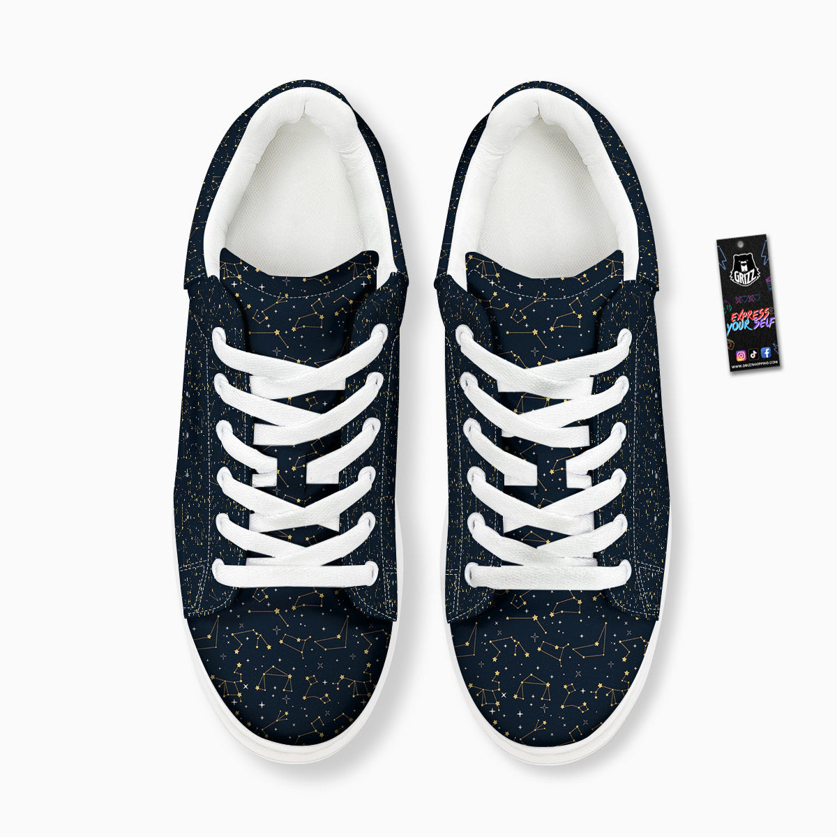 Sky Map Constellation Print Pattern Platform Shoes-grizzshop