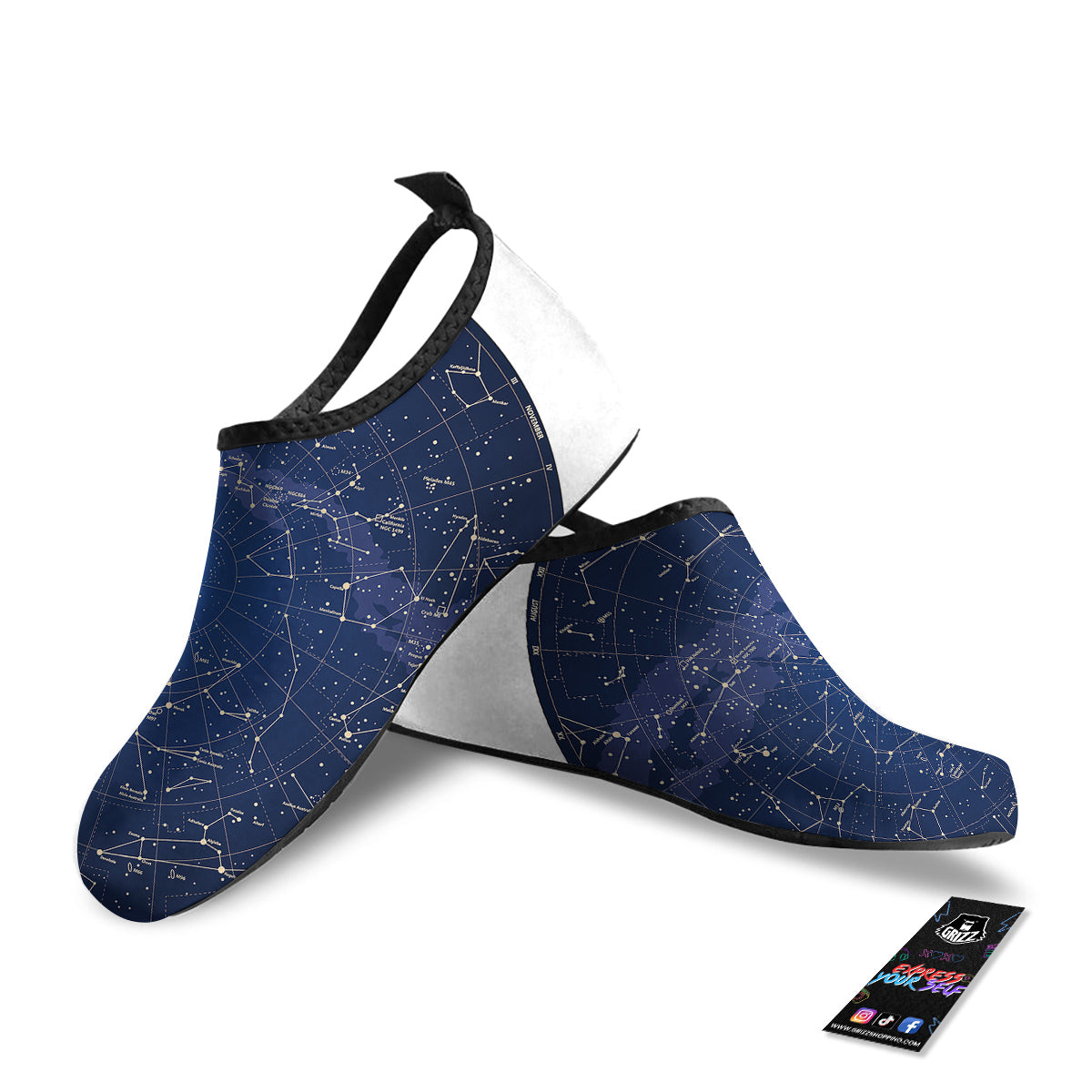 Sky Map Constellation Print Water Shoes-grizzshop