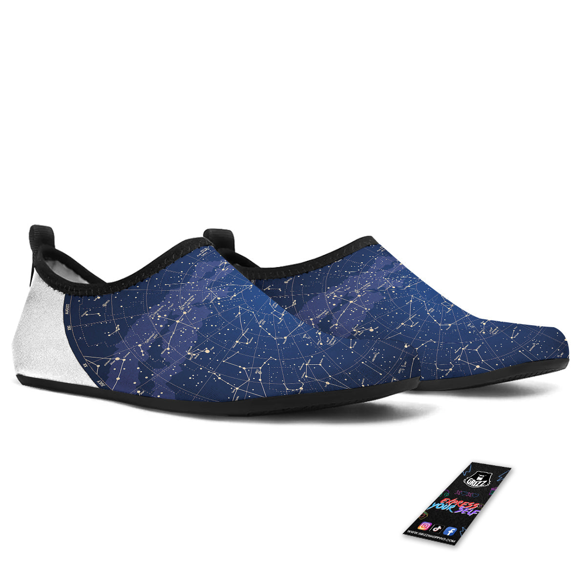 Sky Map Constellation Print Water Shoes-grizzshop