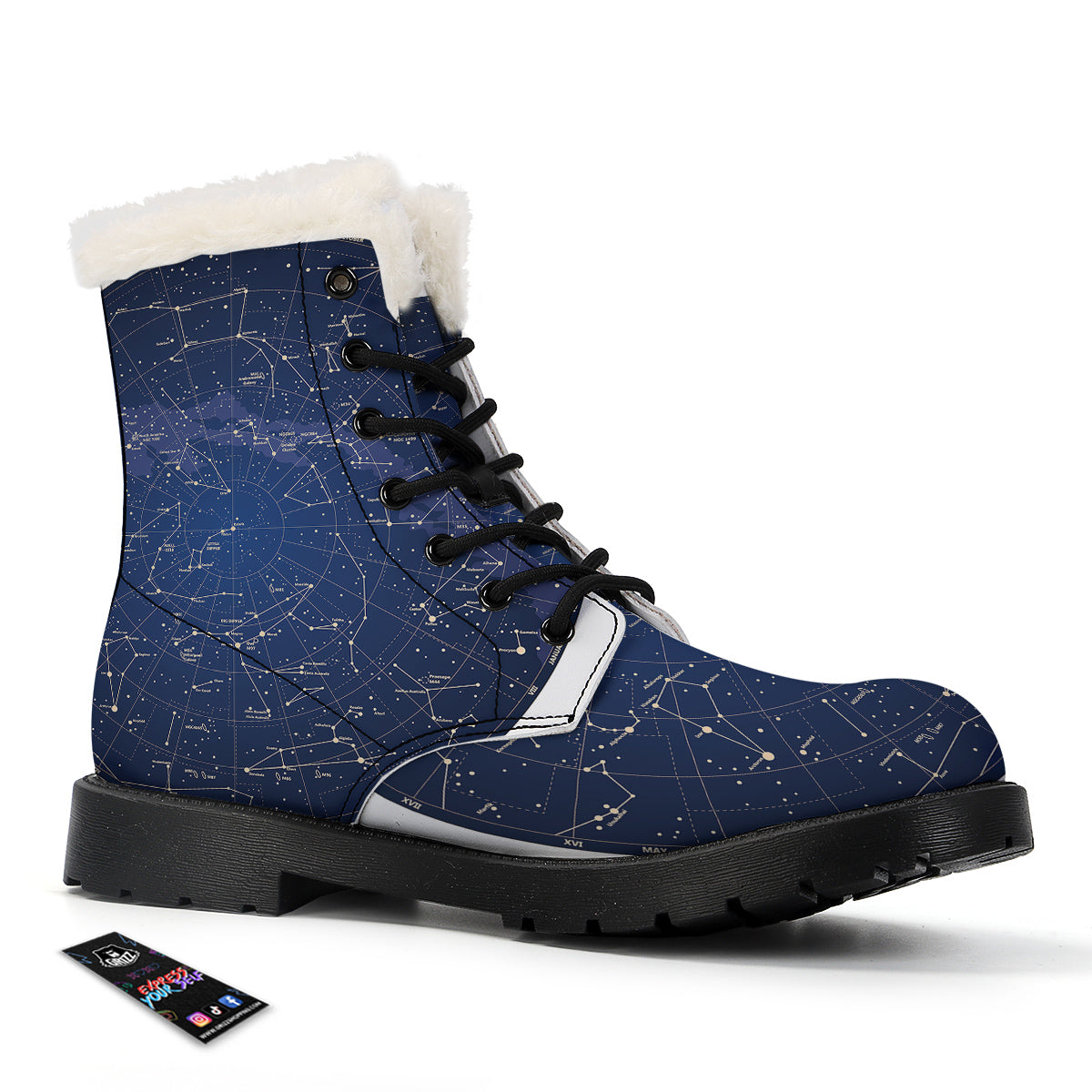 Sky Map Constellation Print Winter Boots-grizzshop