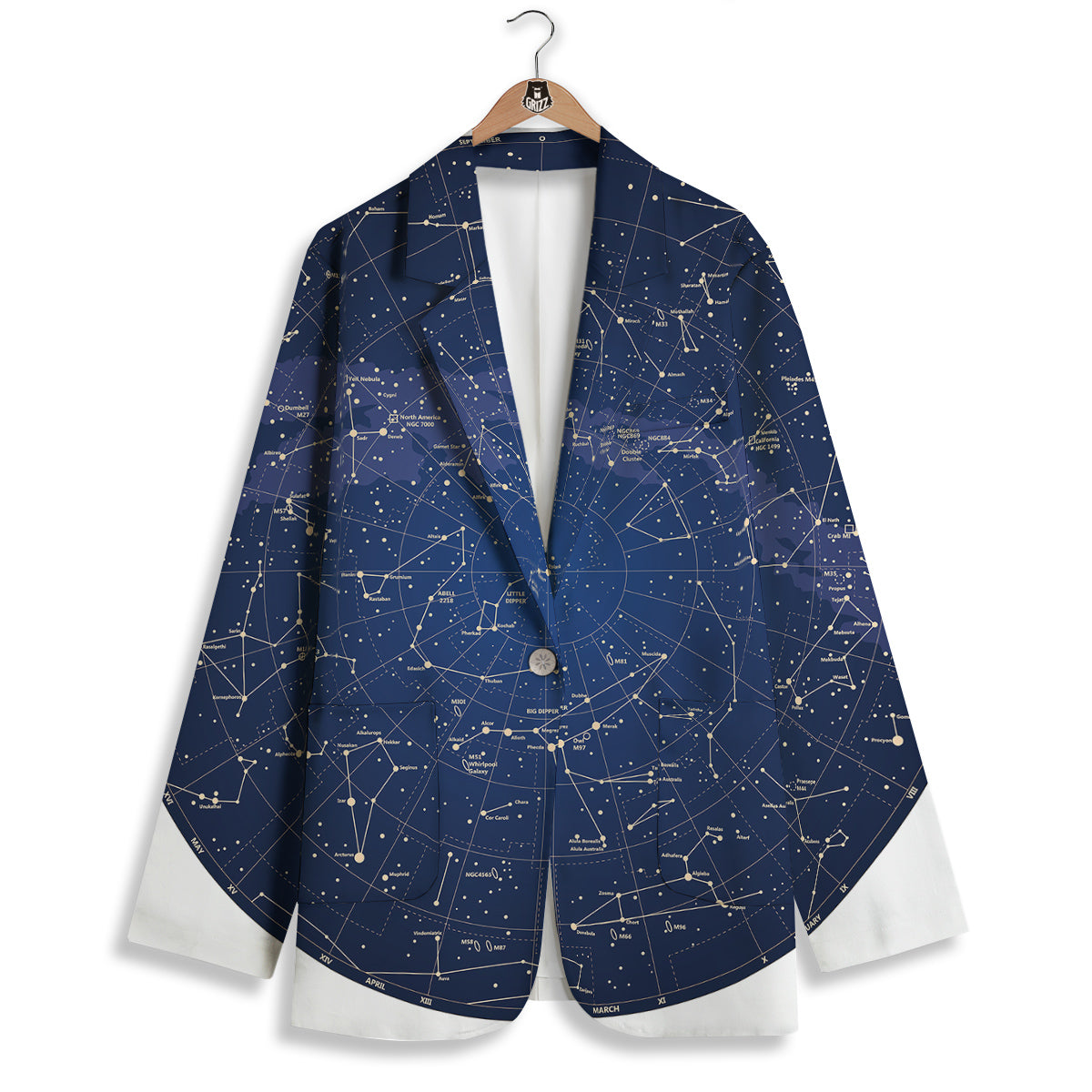 Sky Map Constellation Print Women's Blazer-grizzshop