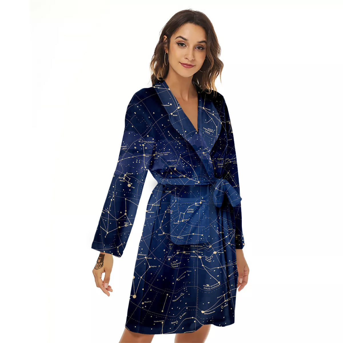 Sky Map Constellation Print Women's Robe-grizzshop