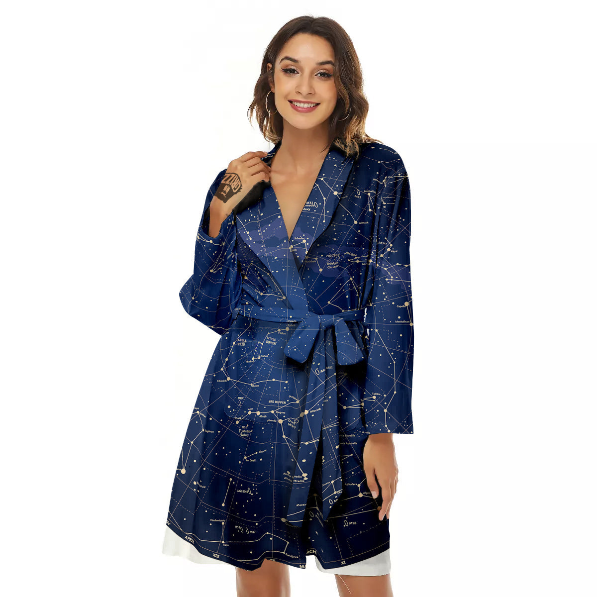 Sky Map Constellation Print Women's Robe-grizzshop