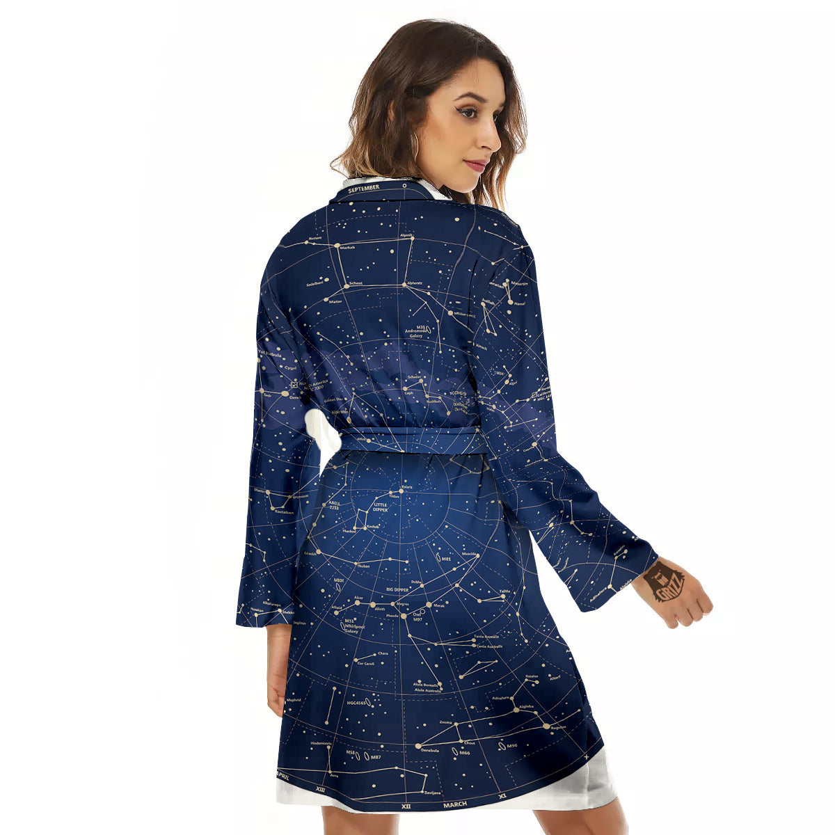 Sky Map Constellation Print Women's Robe-grizzshop