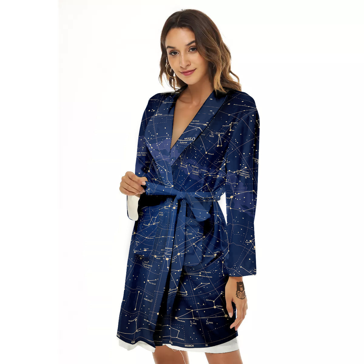 Sky Map Constellation Print Women's Robe-grizzshop