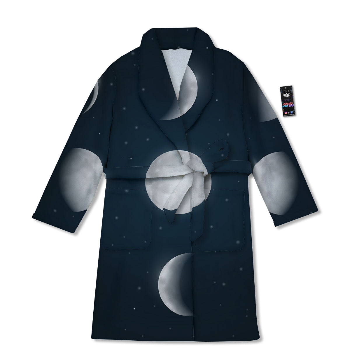 Sky Moon Night Phase Print Bathrobe-grizzshop