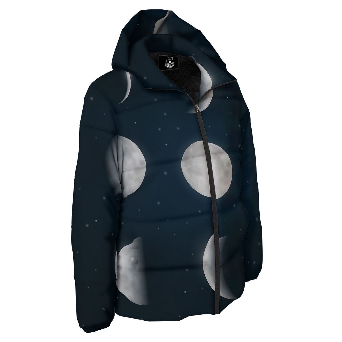 Sky Moon Night Phase Print Down Jacket-grizzshop