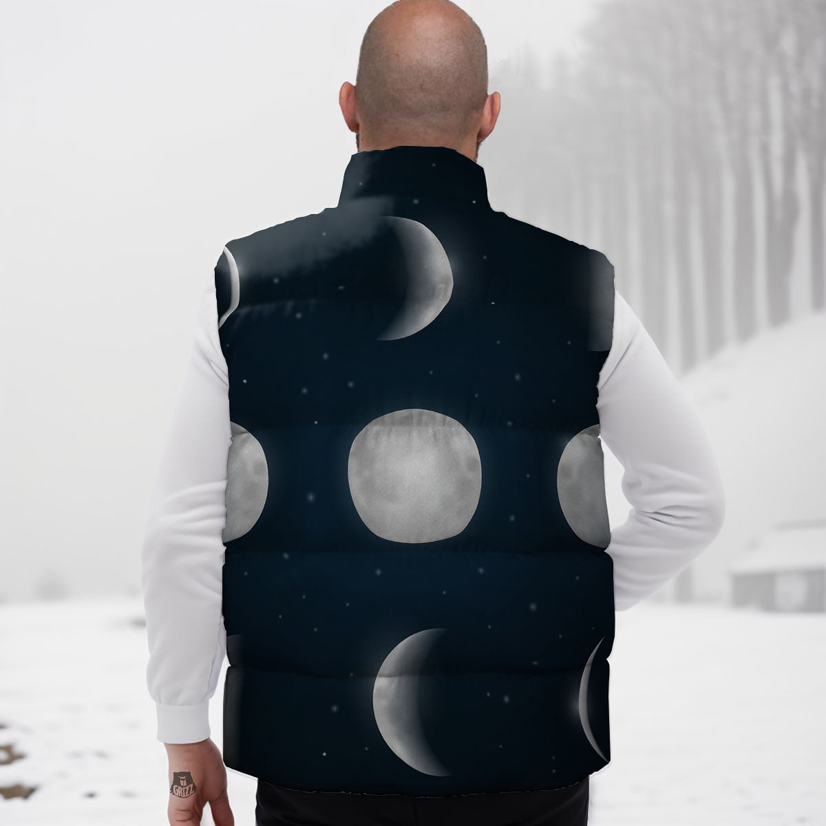 Sky Moon Night Phase Print Down Vest