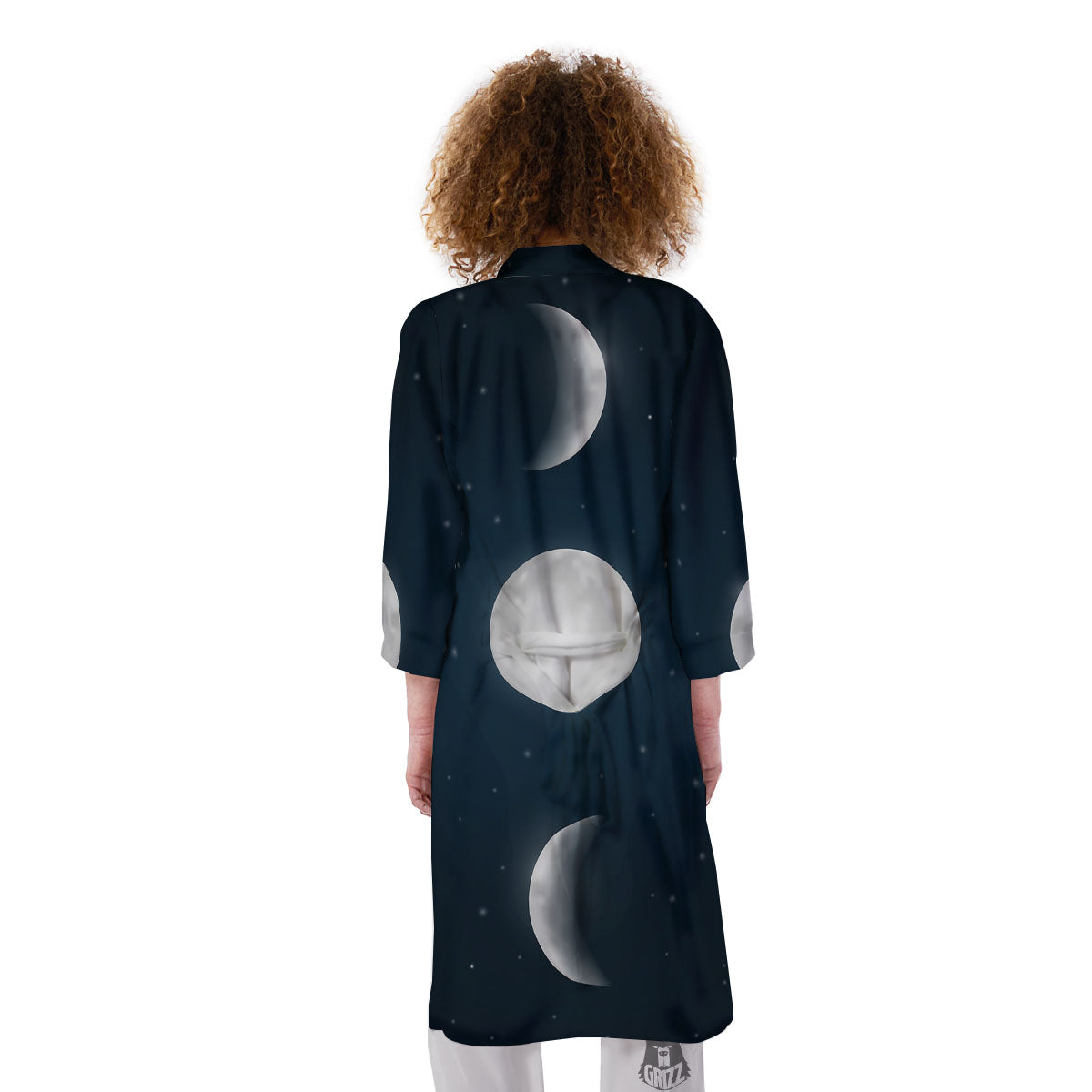 Sky Moon Night Phase Print Kimono-grizzshop