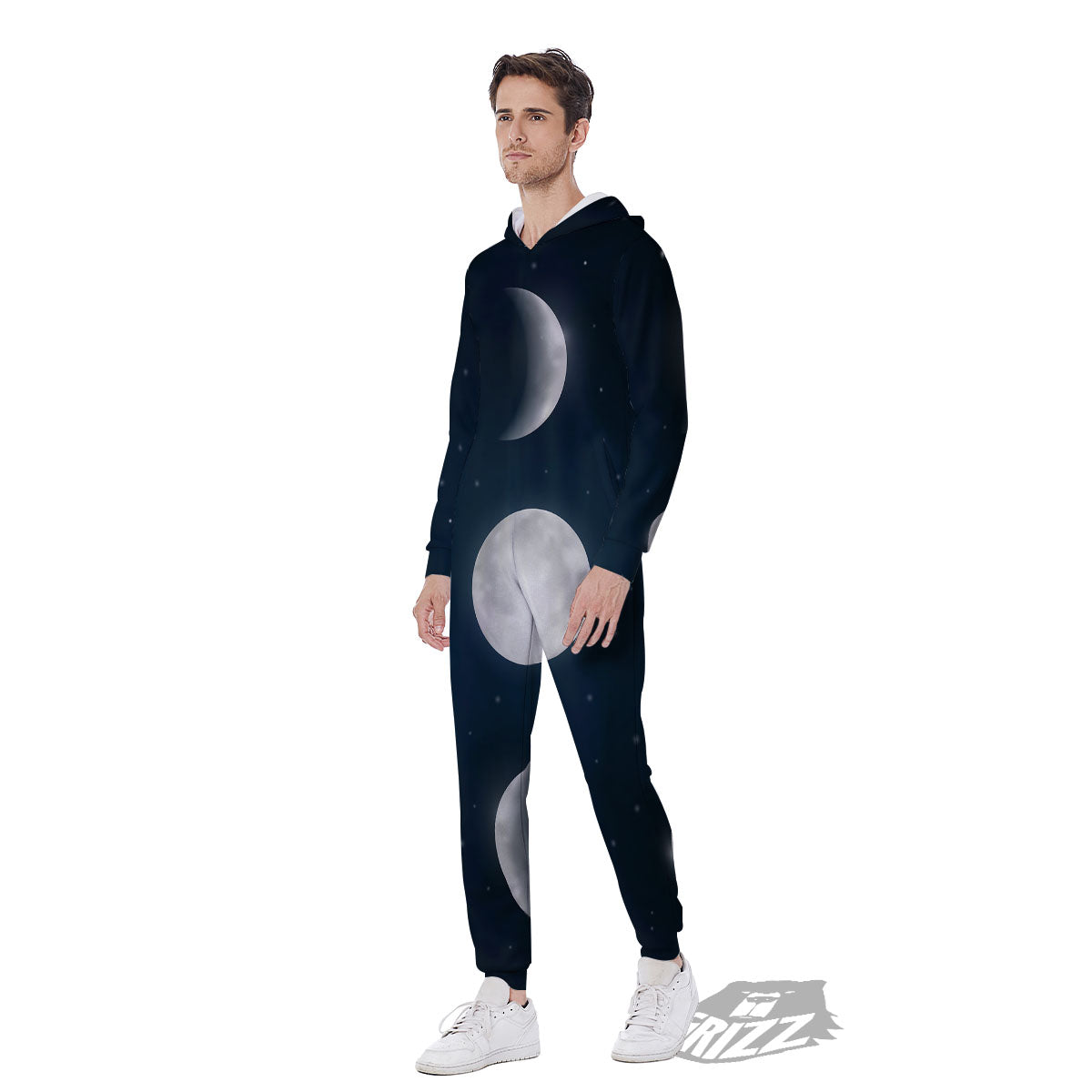 Sky Moon Night Phase Print Men's Jumpsuit-grizzshop