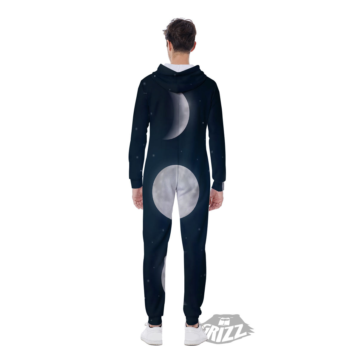 Sky Moon Night Phase Print Men's Jumpsuit-grizzshop