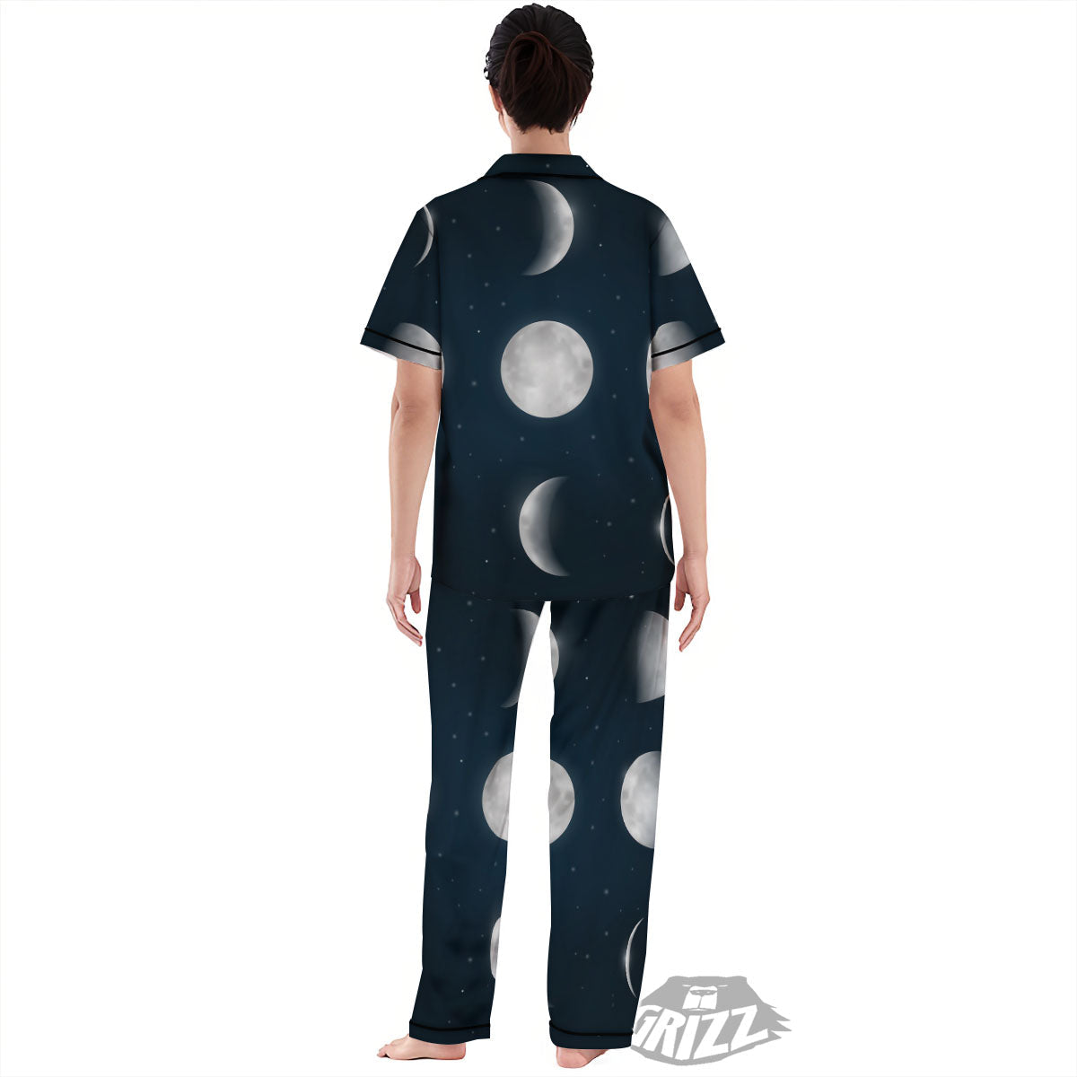 Sky Moon Night Phase Print Women's Pajamas Set-grizzshop