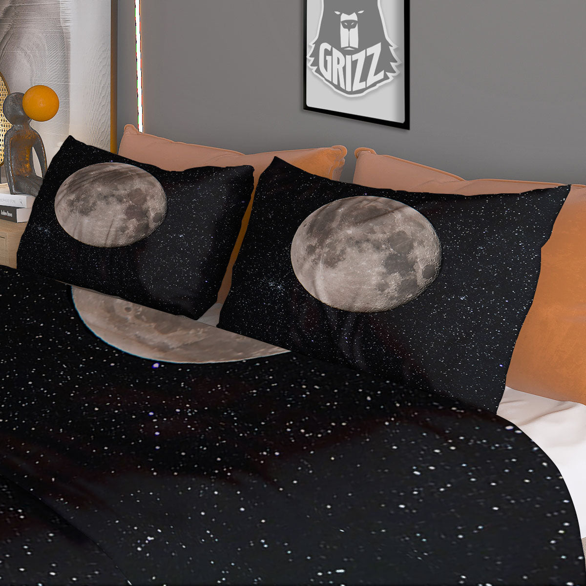 Sky Night Full Moon Print Duvet Cover Bedding Set