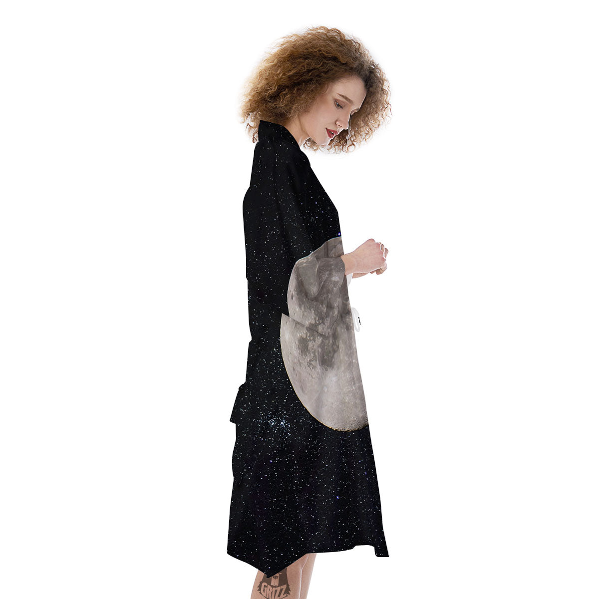 Sky Night Full Moon Print Kimono-grizzshop