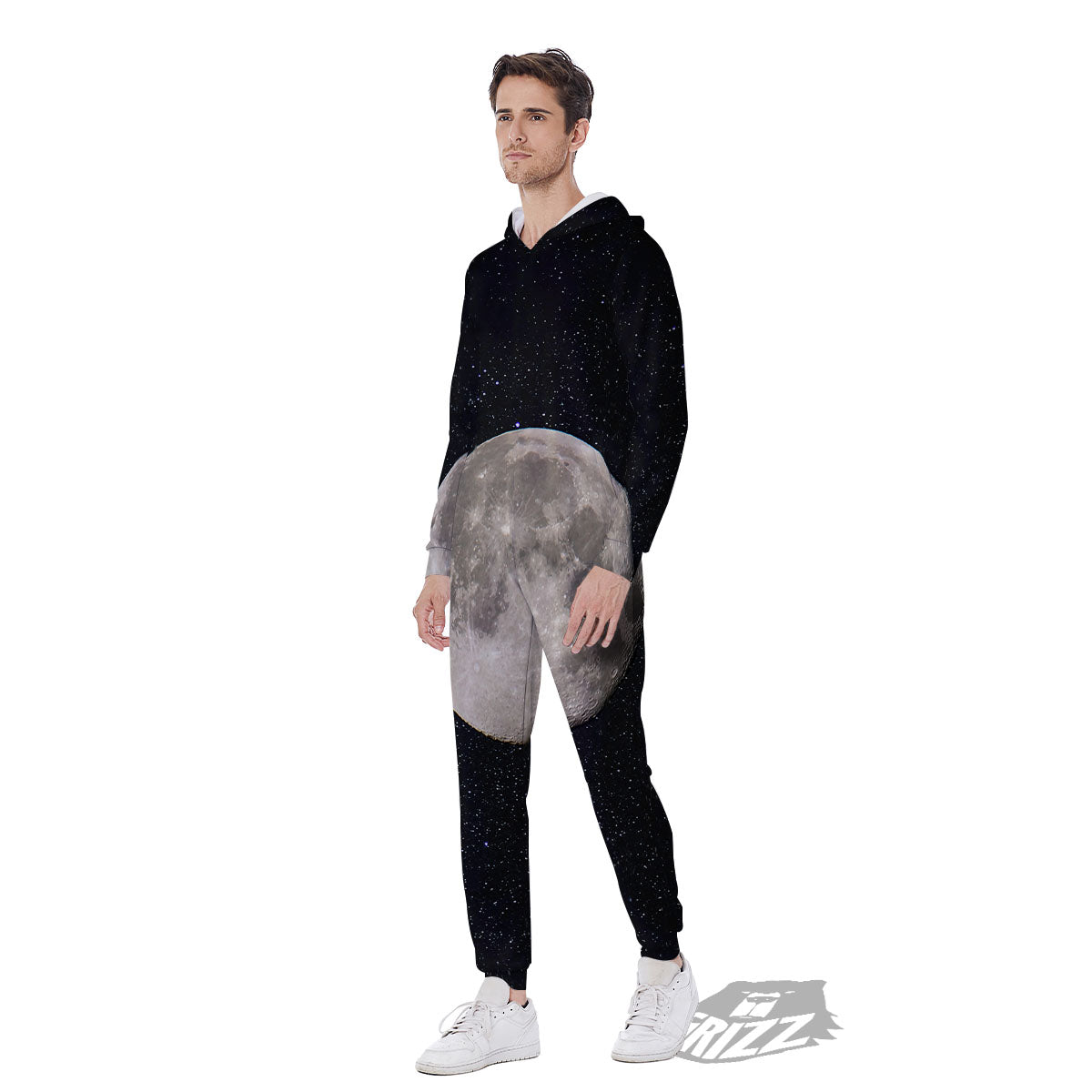 Sky Night Full Moon Print Men's Jumpsuit-grizzshop