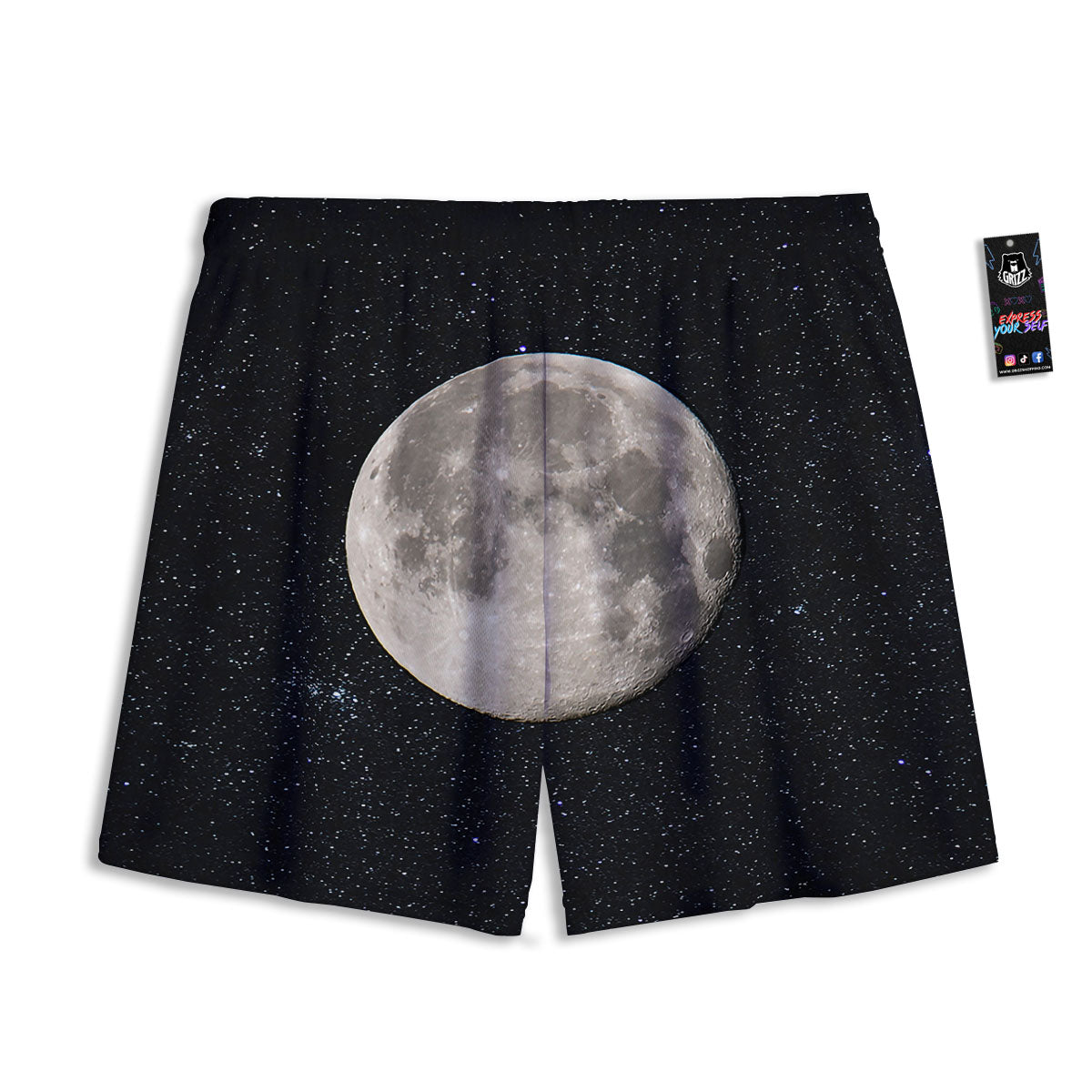Sky Night Full Moon Print Mesh Shorts