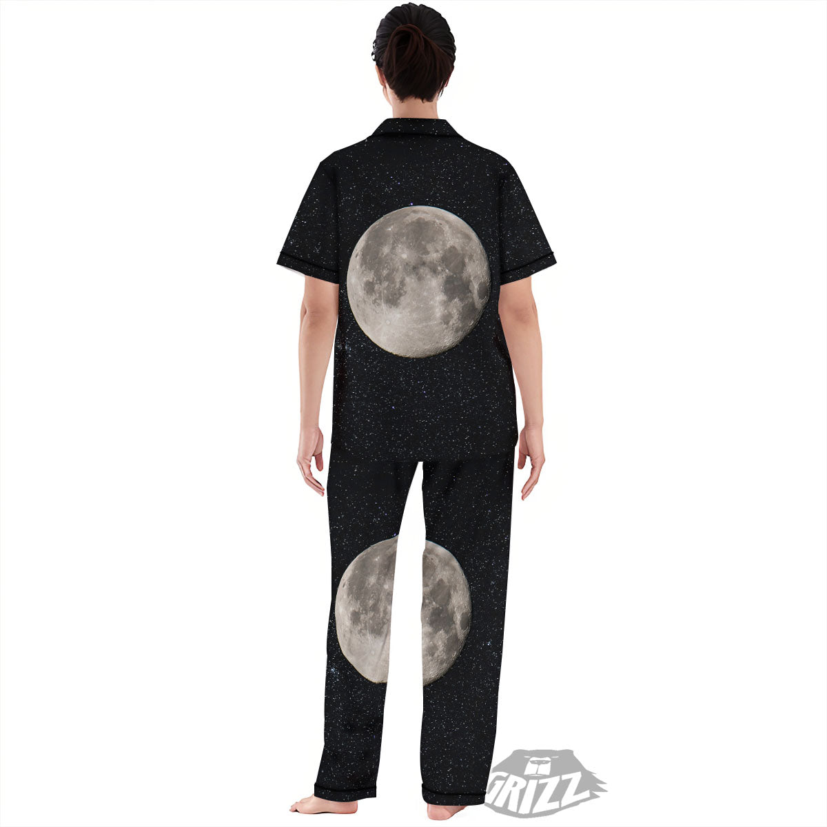 Sky Night Full Moon Print Women's Pajamas Set-grizzshop