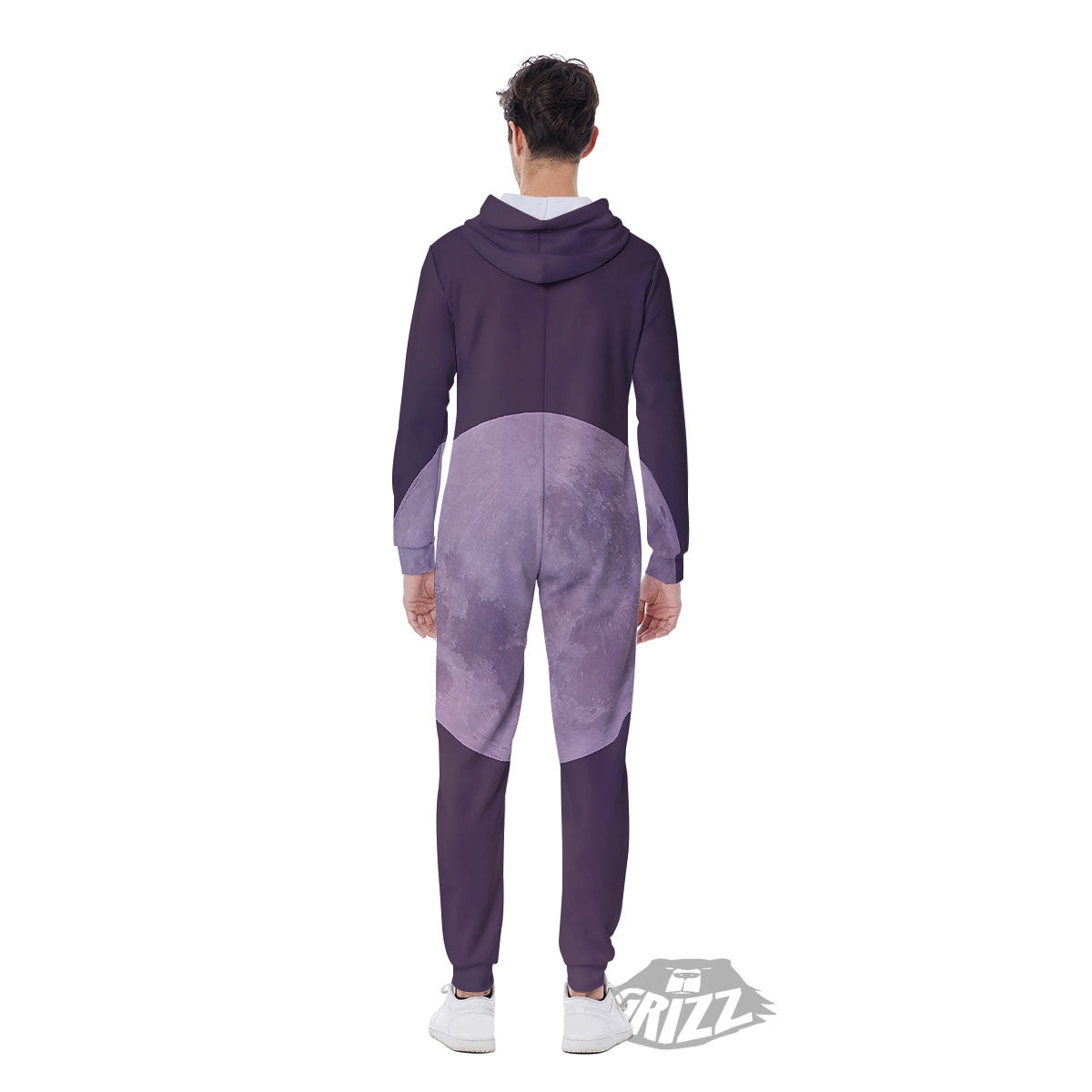 Sky Purple And Full Moon Print Men's Jumpsuit-grizzshop