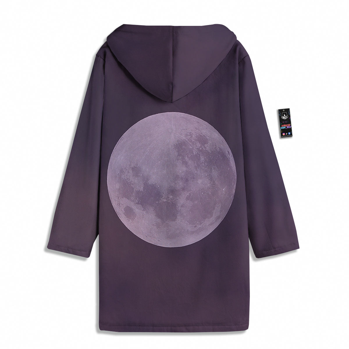 Sky Purple And Full Moon Print Men's Windbreaker Jacket-grizzshop