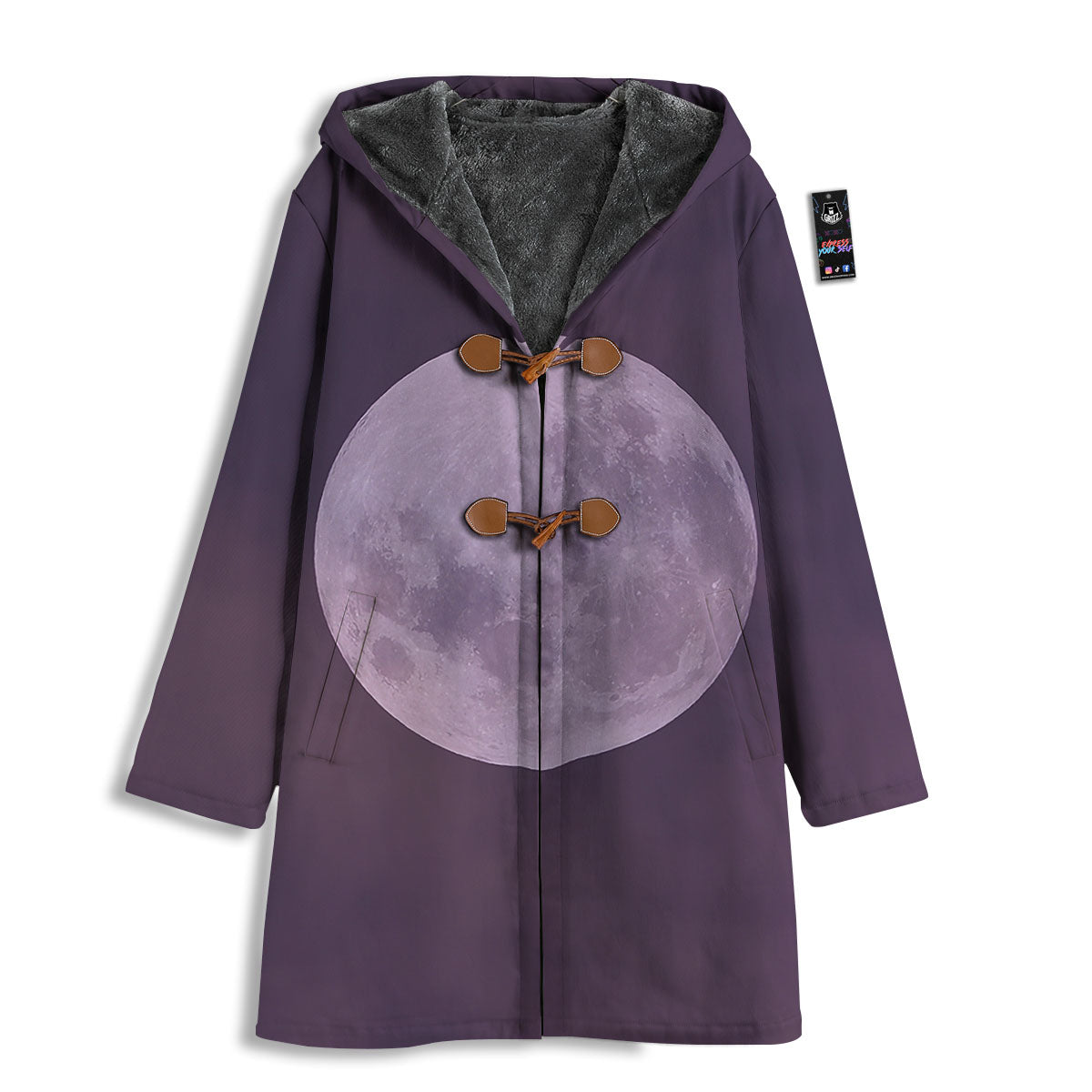 Sky Purple And Full Moon Print Men's Windbreaker Jacket-grizzshop