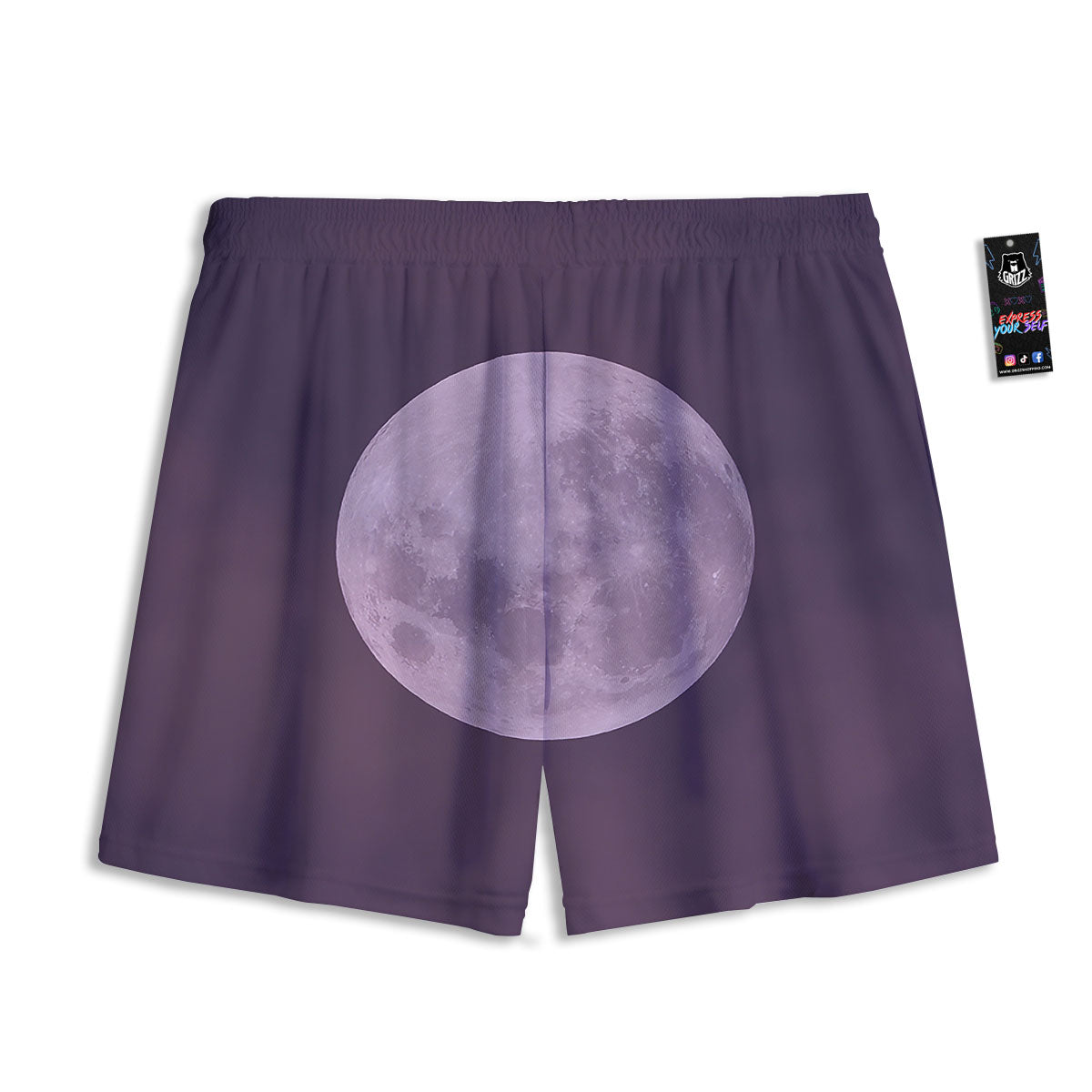 Sky Purple And Full Moon Print Mesh Shorts