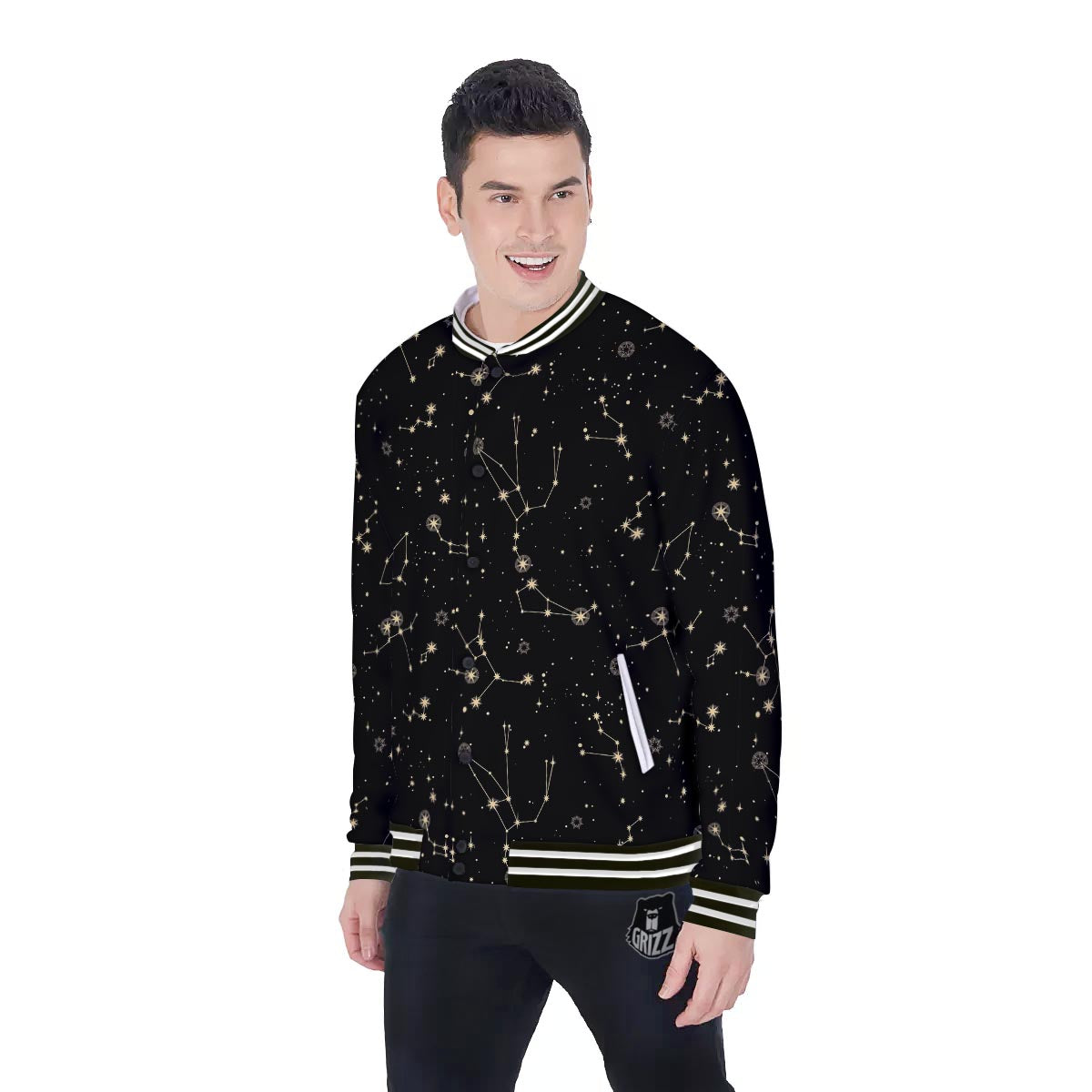 Sky Star Print Pattern Baseball Jacket-grizzshop