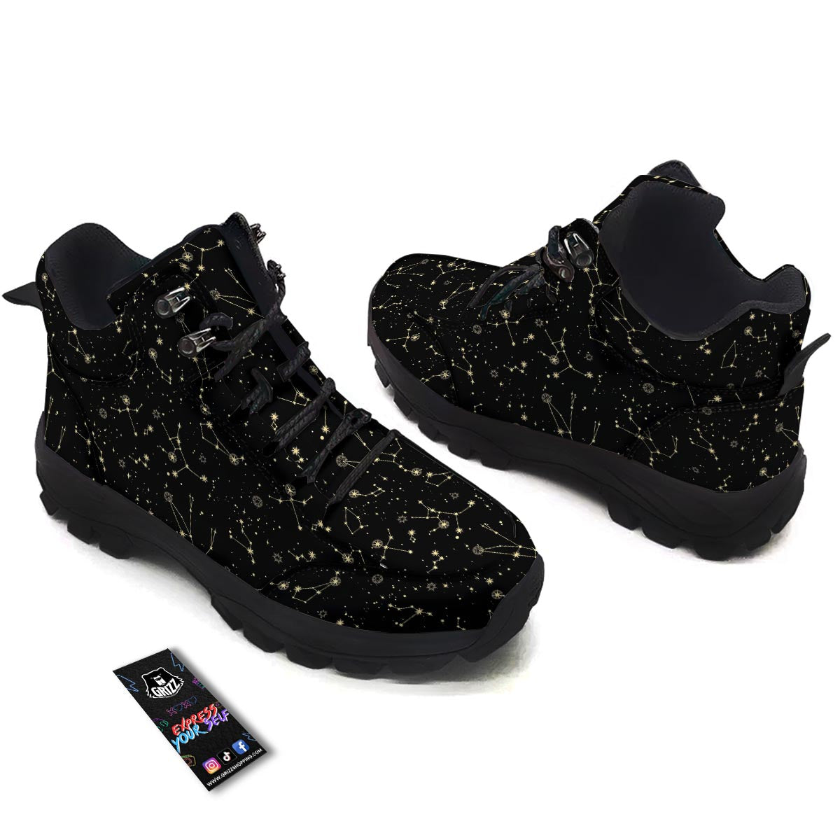 Sky Star Print Pattern Hiking Shoes-grizzshop