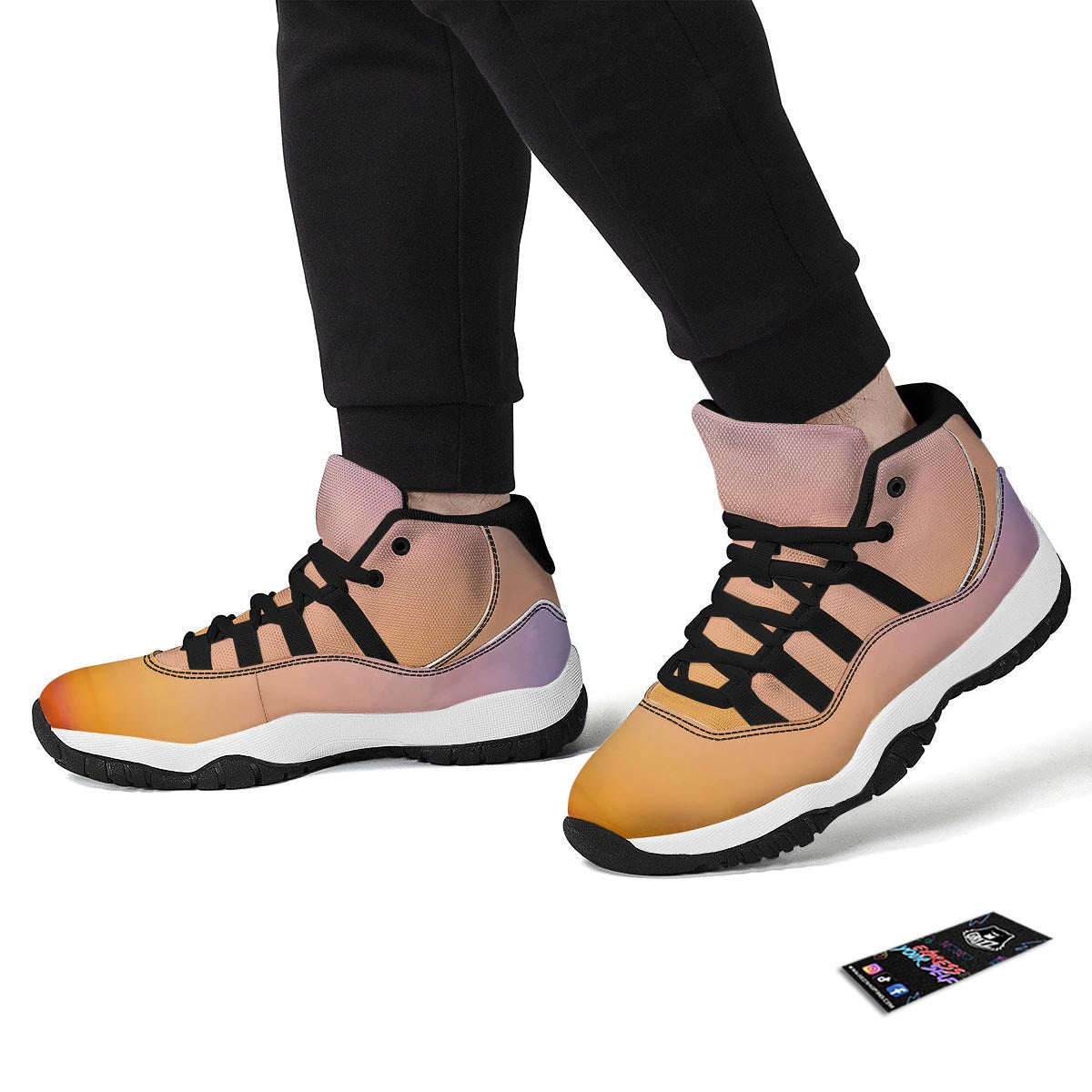 Sky Sunrise Print Black Bball Shoes-grizzshop