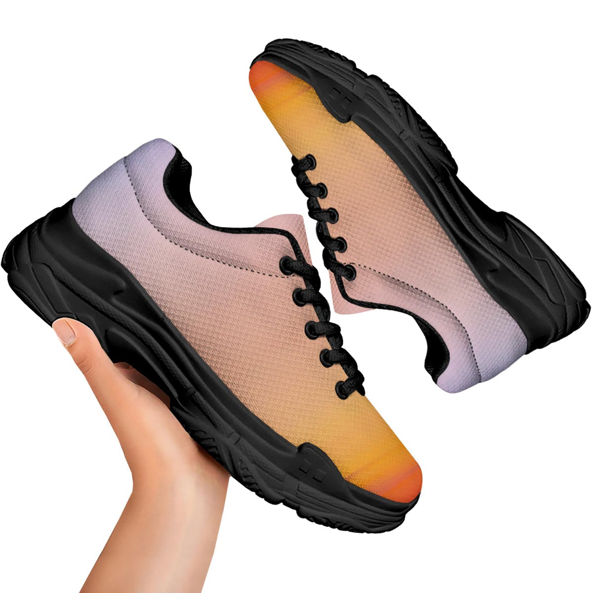 Sky Sunrise Print Black Chunky Shoes-grizzshop