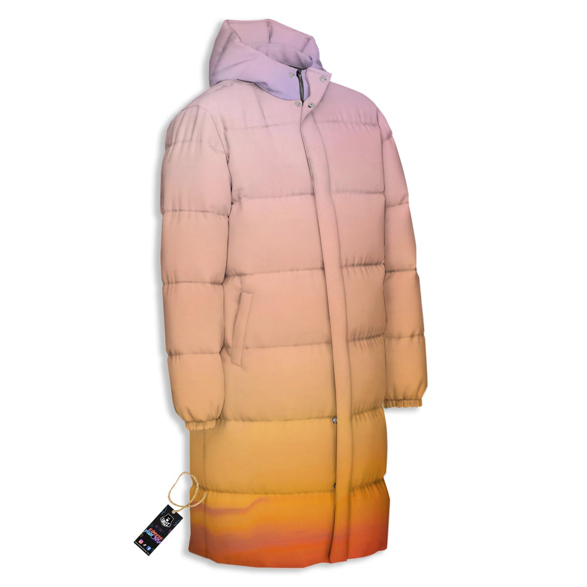 Sky Sunrise Print Long Down Jacket-grizzshop