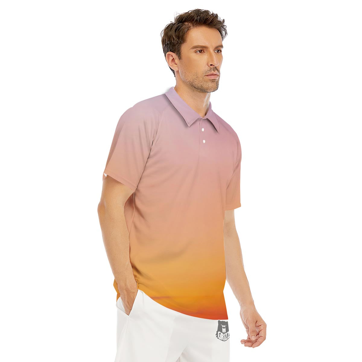 Sky Sunrise Print Men's Golf Shirts-grizzshop