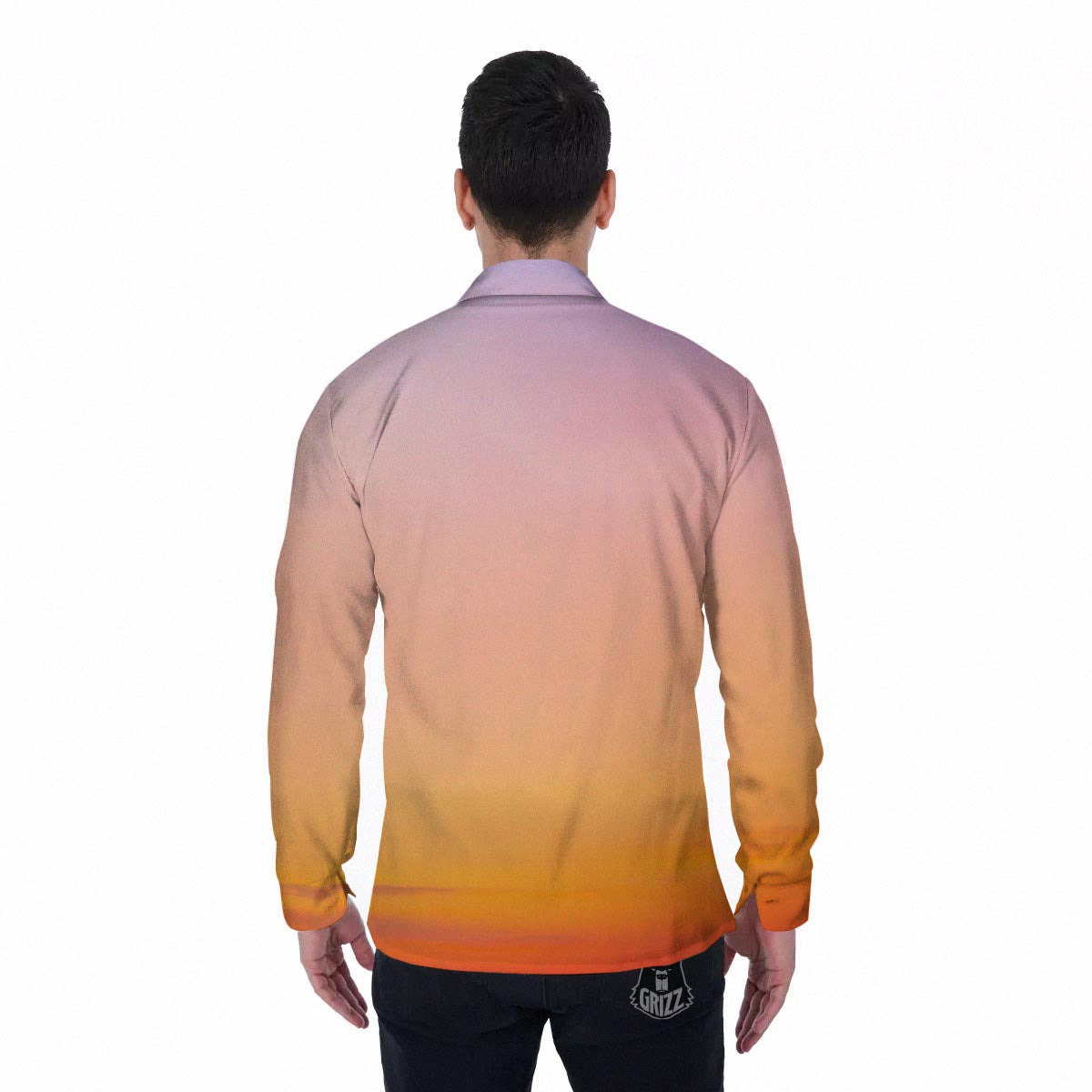 Sky Sunrise Print Men's Long Sleeve Shirts-grizzshop