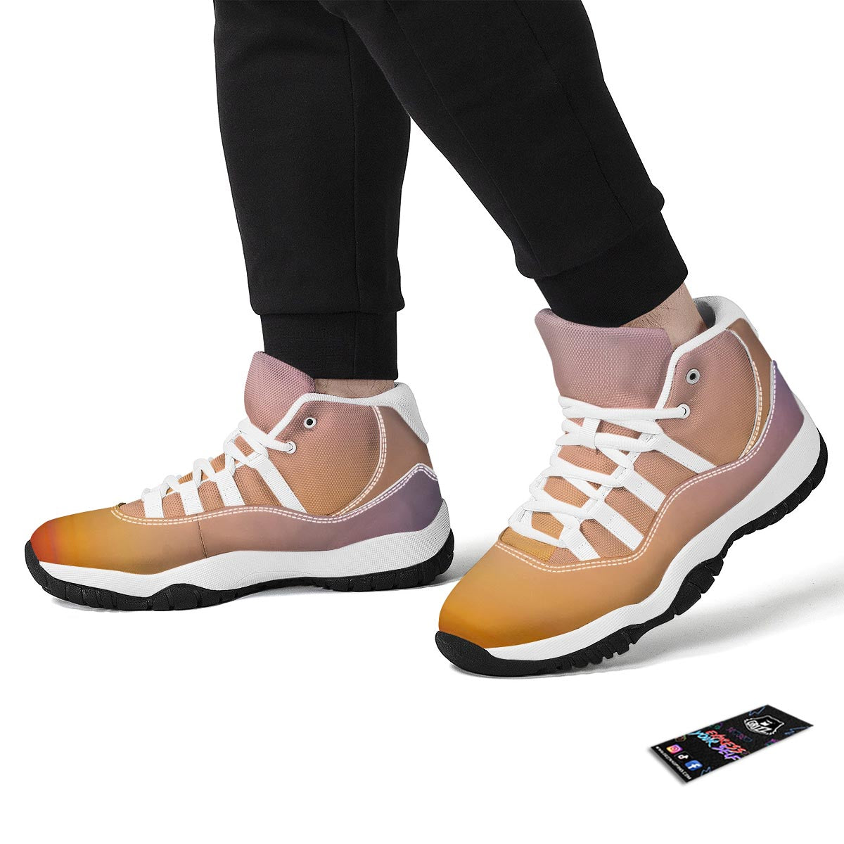 Sky Sunrise Print White Bball Shoes-grizzshop