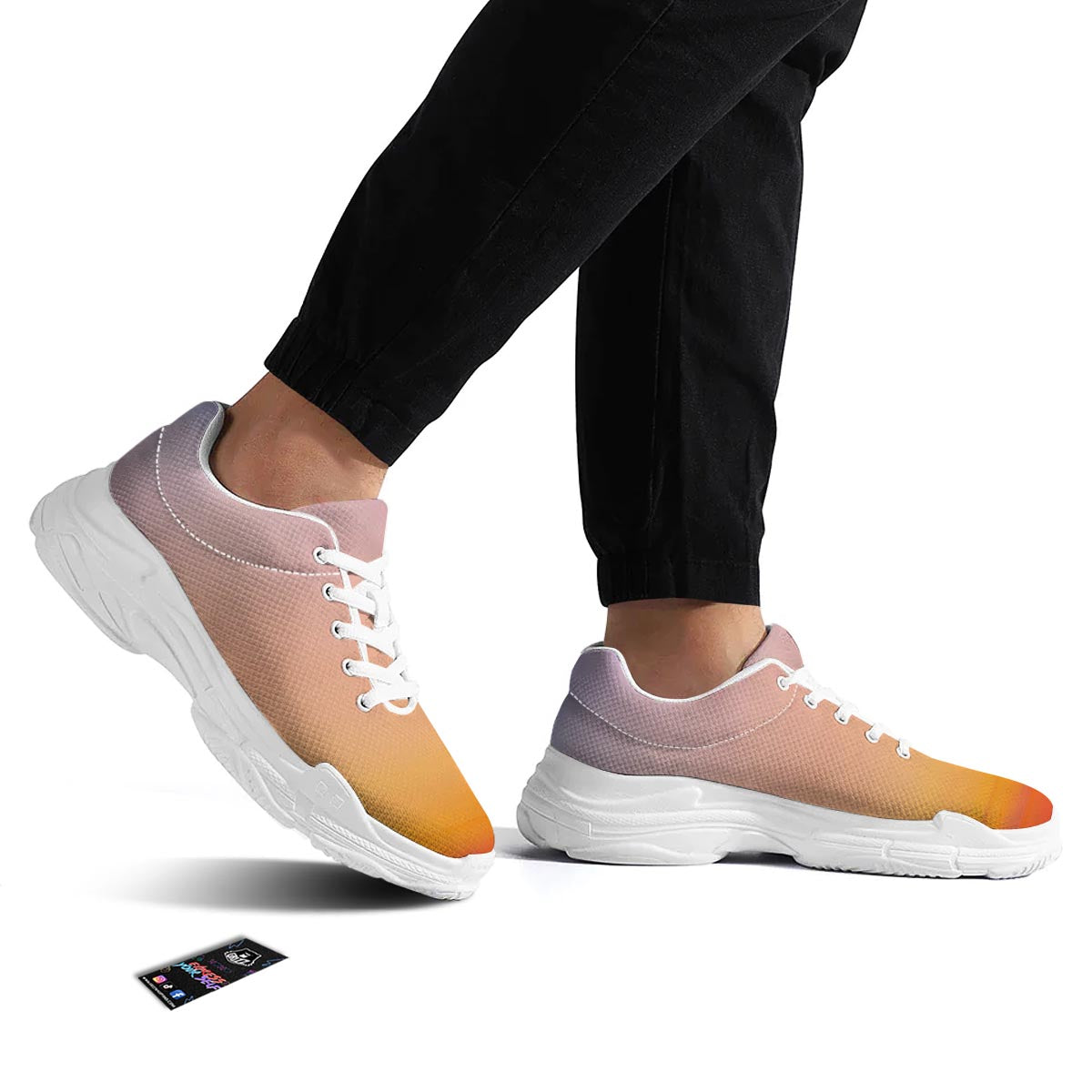 Sky Sunrise Print White Chunky Shoes-grizzshop