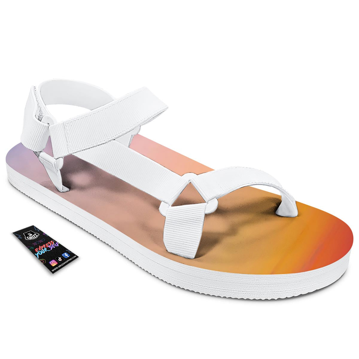 Sky Sunrise Print White Open Toe Sandals-grizzshop